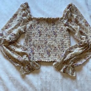 Floral Long Sleeve Tube Top